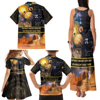 Ancient African Achievements Family Matching Tank Maxi Dress and Hawaiian Shirt Egyptian Pyramids Galaxy