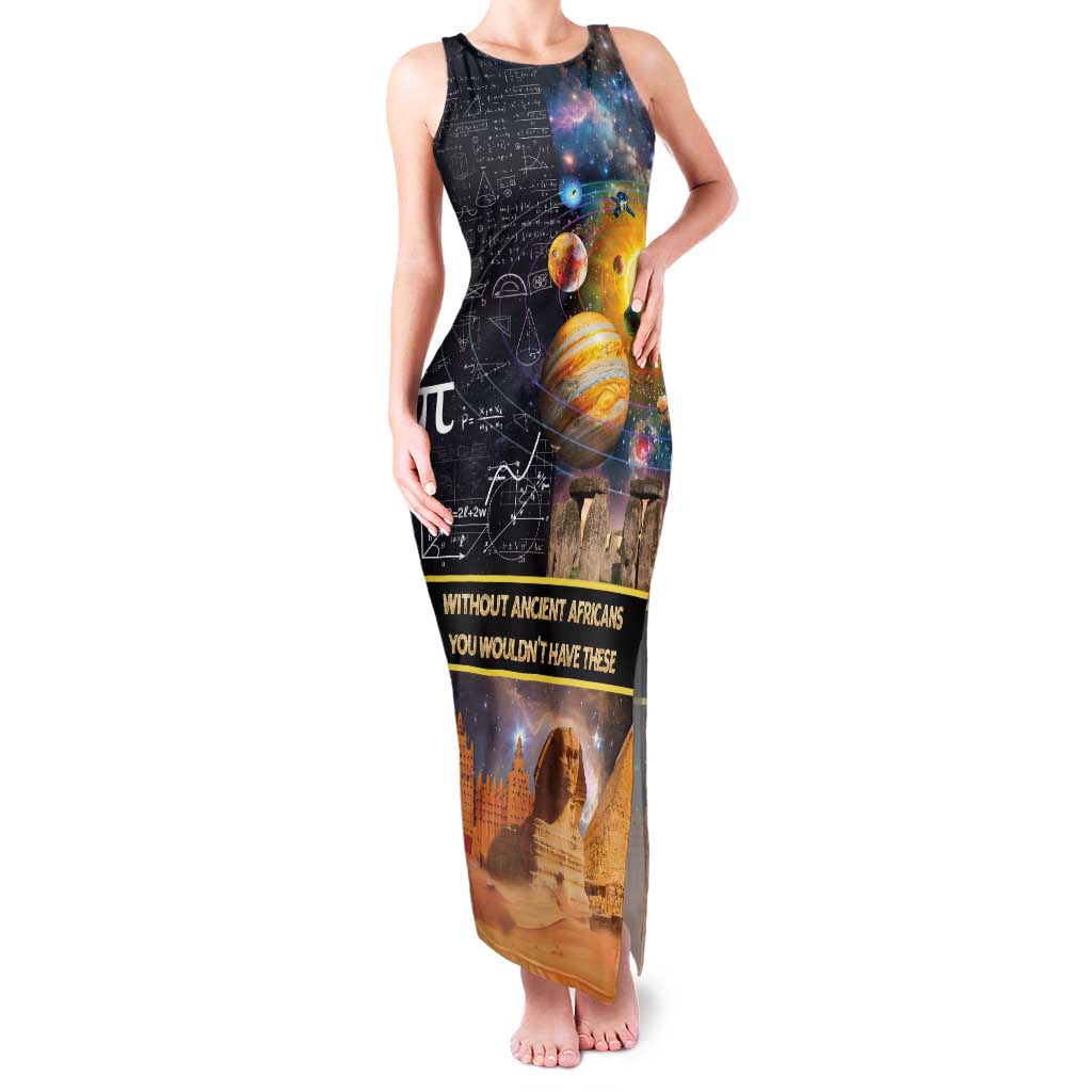 Ancient African Achievements Family Matching Tank Maxi Dress and Hawaiian Shirt Egyptian Pyramids Galaxy