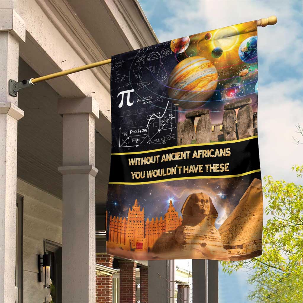 Ancient African Achievements Garden Flag Egyptian Pyramids Galaxy