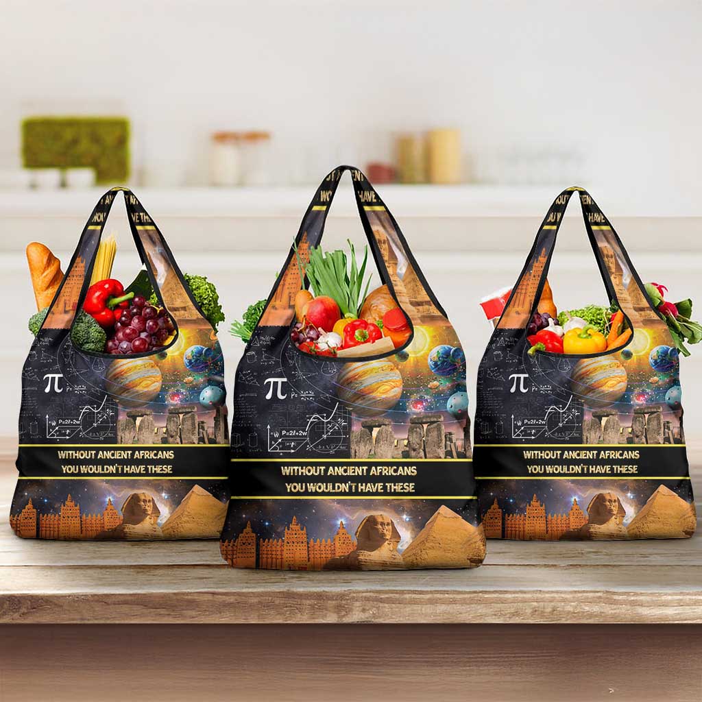 Ancient African Achievements Grocery Bag Egyptian Pyramids Galaxy