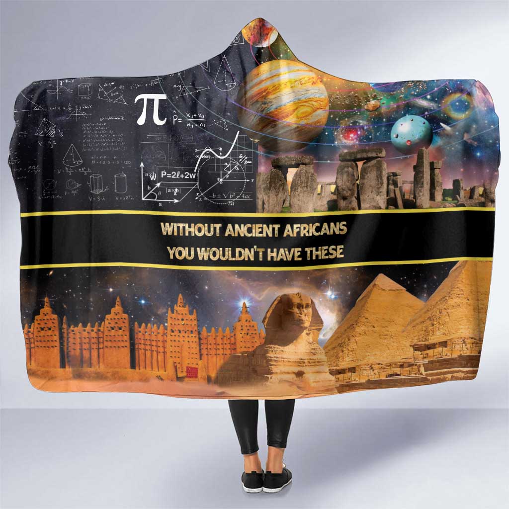 Ancient African Achievements Hooded Blanket Egyptian Pyramids Galaxy