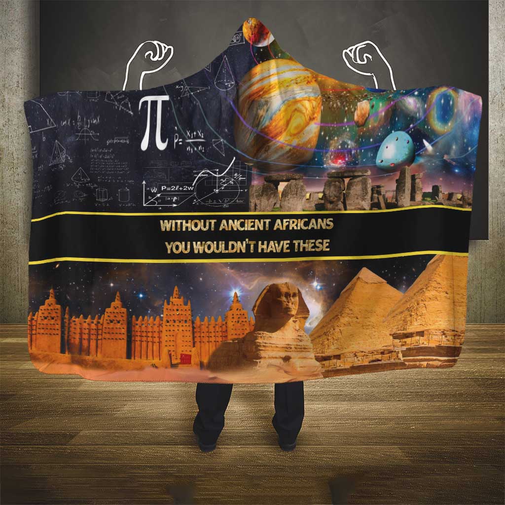 Ancient African Achievements Hooded Blanket Egyptian Pyramids Galaxy