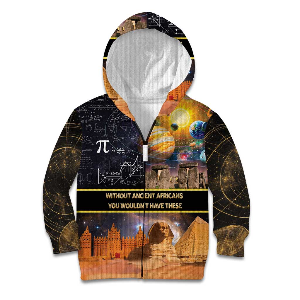 Ancient African Achievements Kid Hoodie Egyptian Pyramids Galaxy