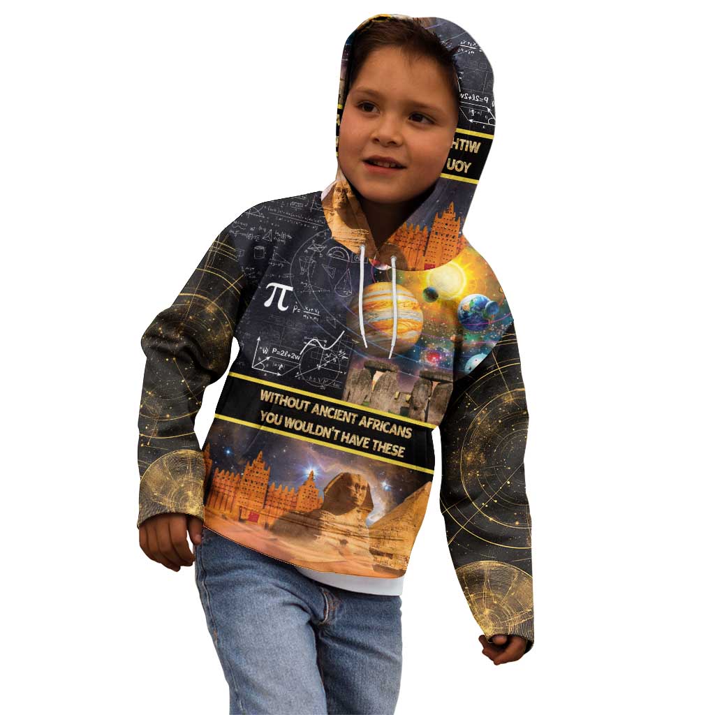 Ancient African Achievements Kid Hoodie Egyptian Pyramids Galaxy