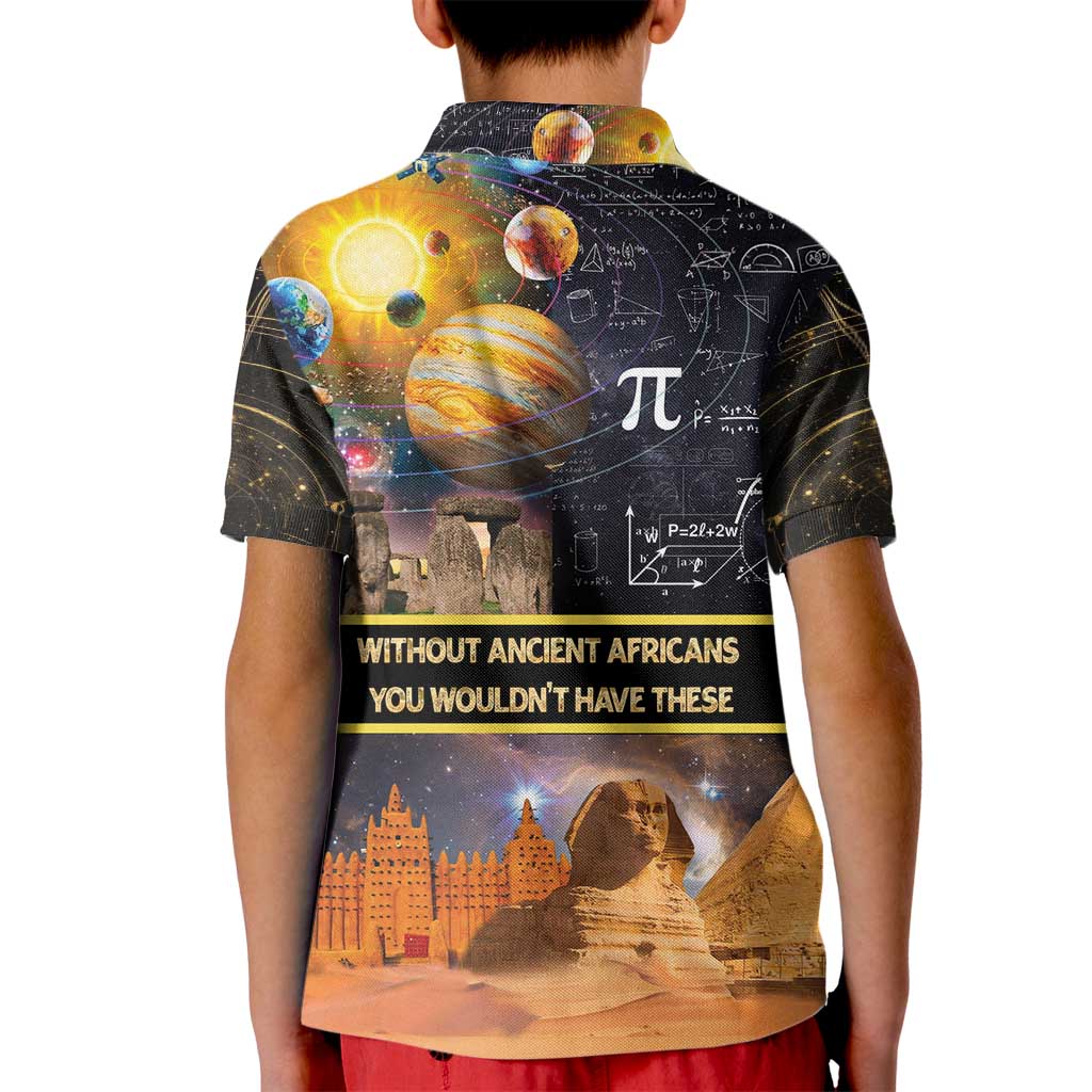 Ancient African Achievements Kid Polo Shirt Egyptian Pyramids Galaxy