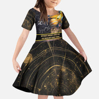 Ancient African Achievements Kid Short Sleeve Dress Egyptian Pyramids Galaxy