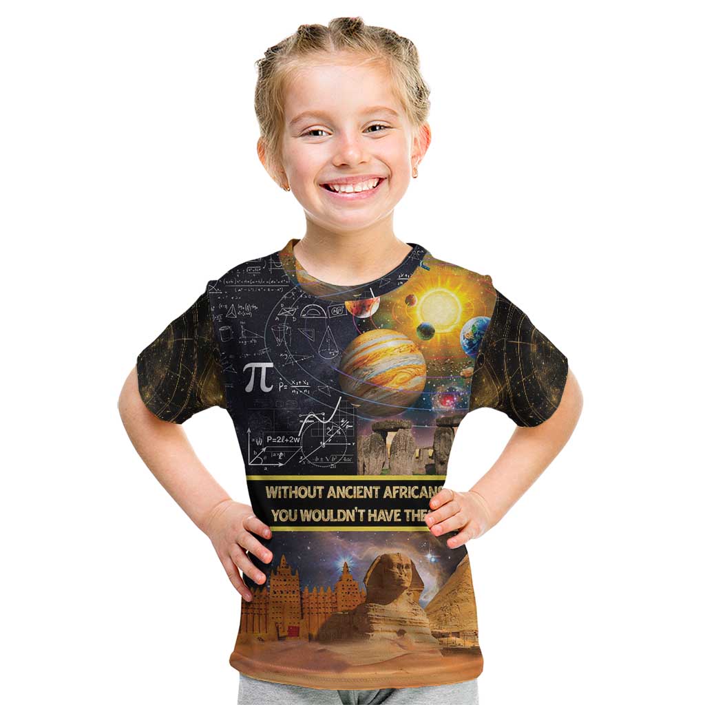 Ancient African Achievements Kid T Shirt Egyptian Pyramids Galaxy