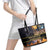 Ancient African Achievements Leather Tote Bag Egyptian Pyramids Galaxy