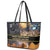 Ancient African Achievements Leather Tote Bag Egyptian Pyramids Galaxy