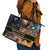 Ancient African Achievements Leather Tote Bag Egyptian Pyramids Galaxy