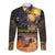 Ancient African Achievements Long Sleeve Button Shirt Egyptian Pyramids Galaxy