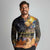 Ancient African Achievements Long Sleeve Polo Shirt Egyptian Pyramids Galaxy