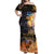 Ancient African Achievements Off Shoulder Maxi Dress Egyptian Pyramids Galaxy