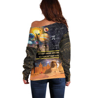 Ancient African Achievements Off Shoulder Sweater Egyptian Pyramids Galaxy
