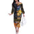 Ancient African Achievements Off The Shoulder Long Sleeve Dress Egyptian Pyramids Galaxy