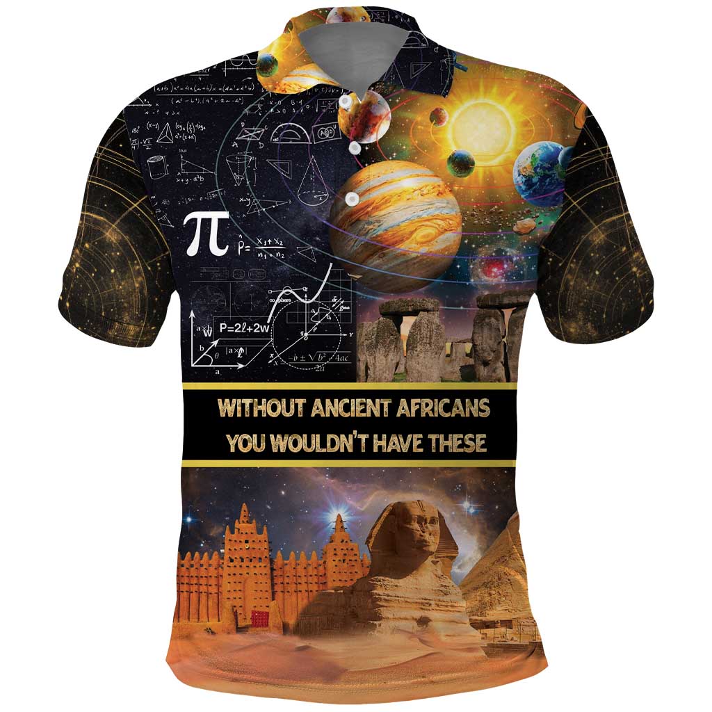 Ancient African Achievements Polo Shirt Egyptian Pyramids Galaxy