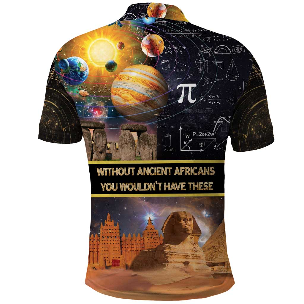 Ancient African Achievements Polo Shirt Egyptian Pyramids Galaxy