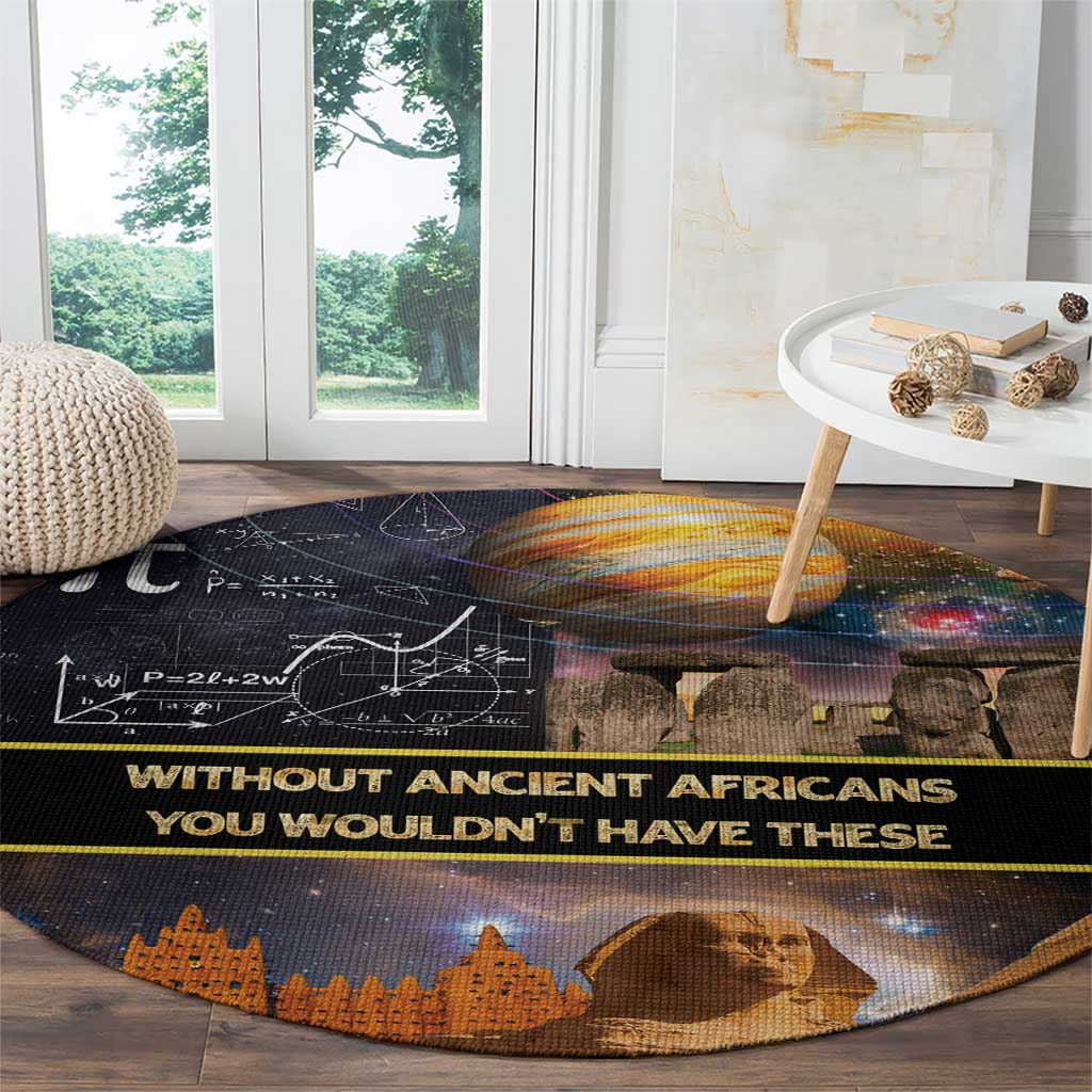 Ancient African Achievements Round Carpet Egyptian Pyramids Galaxy