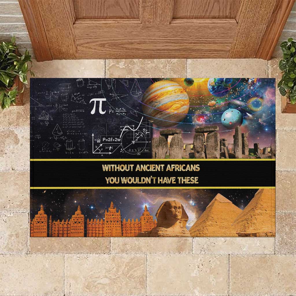 Ancient African Achievements Rubber Doormat Egyptian Pyramids Galaxy