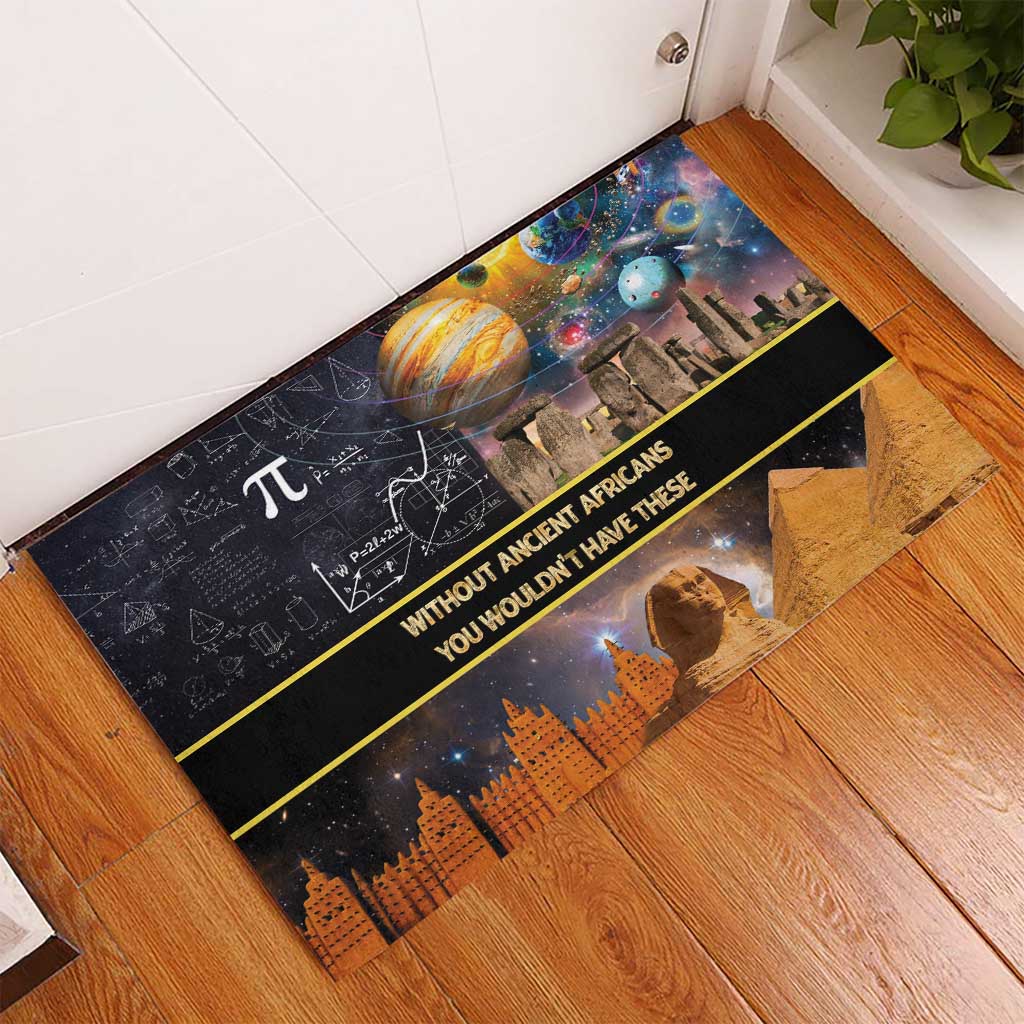 Ancient African Achievements Rubber Doormat Egyptian Pyramids Galaxy