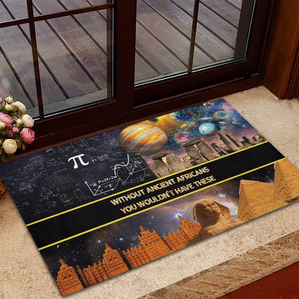 Ancient African Achievements Rubber Doormat Egyptian Pyramids Galaxy