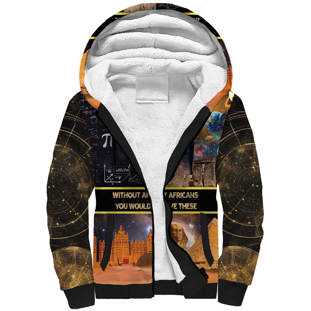 Ancient African Achievements Sherpa Hoodie Egyptian Pyramids Galaxy