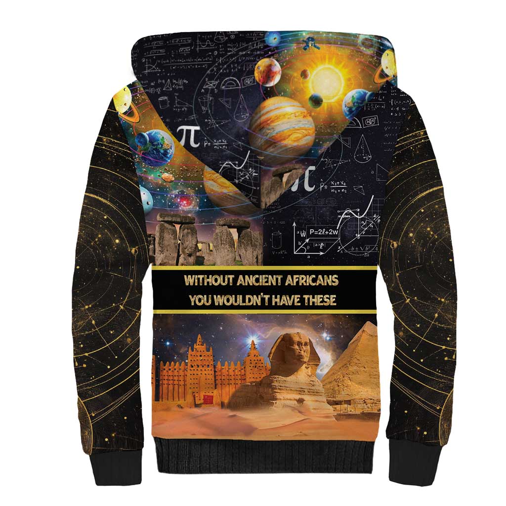 Ancient African Achievements Sherpa Hoodie Egyptian Pyramids Galaxy