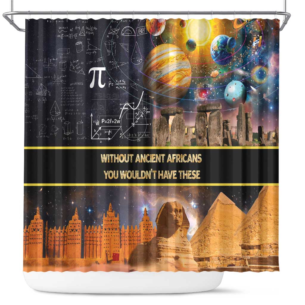 Ancient African Achievements Shower Curtain Egyptian Pyramids Galaxy