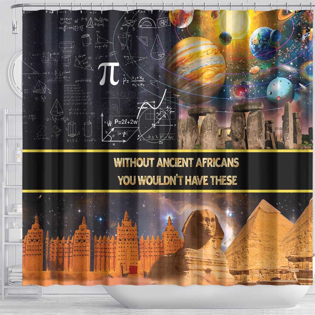 Ancient African Achievements Shower Curtain Egyptian Pyramids Galaxy