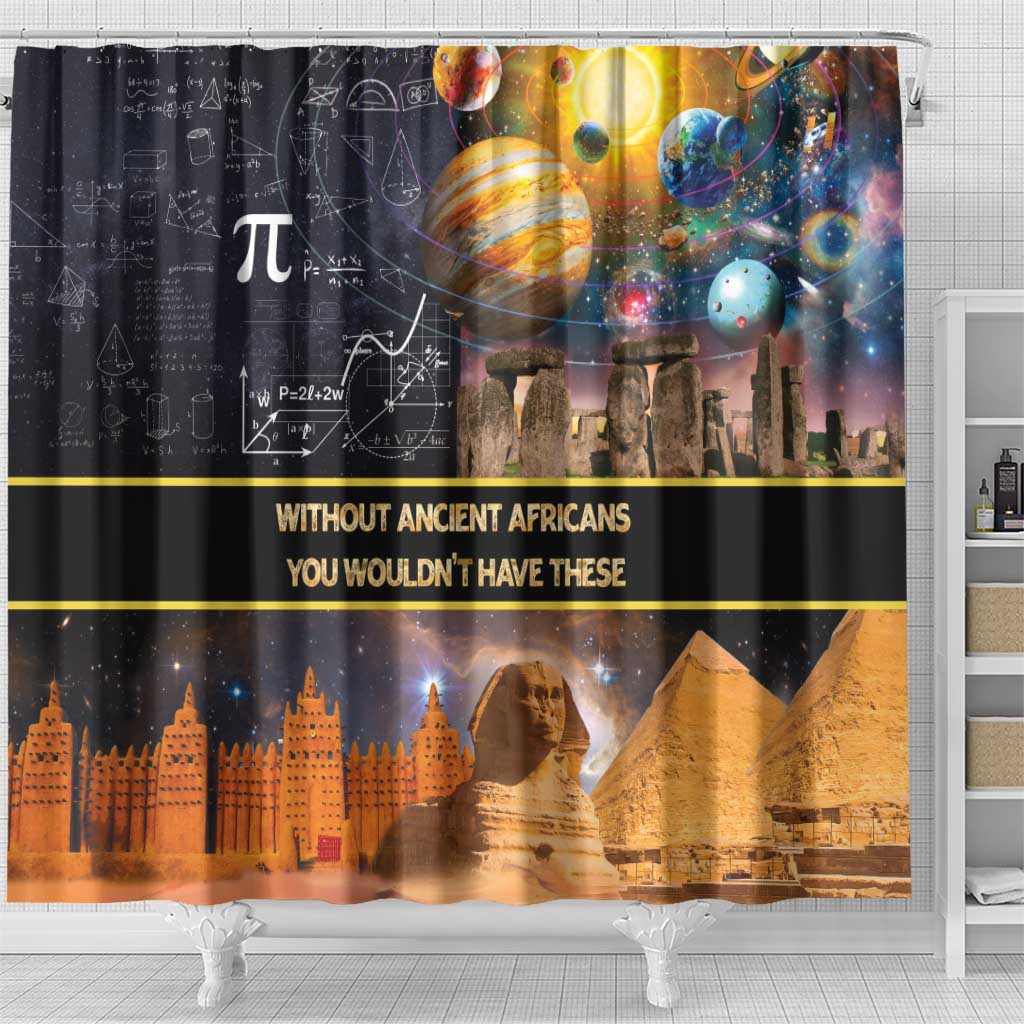 Ancient African Achievements Shower Curtain Egyptian Pyramids Galaxy