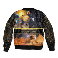 Ancient African Achievements Sleeve Zip Bomber Jacket Egyptian Pyramids Galaxy