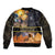 Ancient African Achievements Sleeve Zip Bomber Jacket Egyptian Pyramids Galaxy