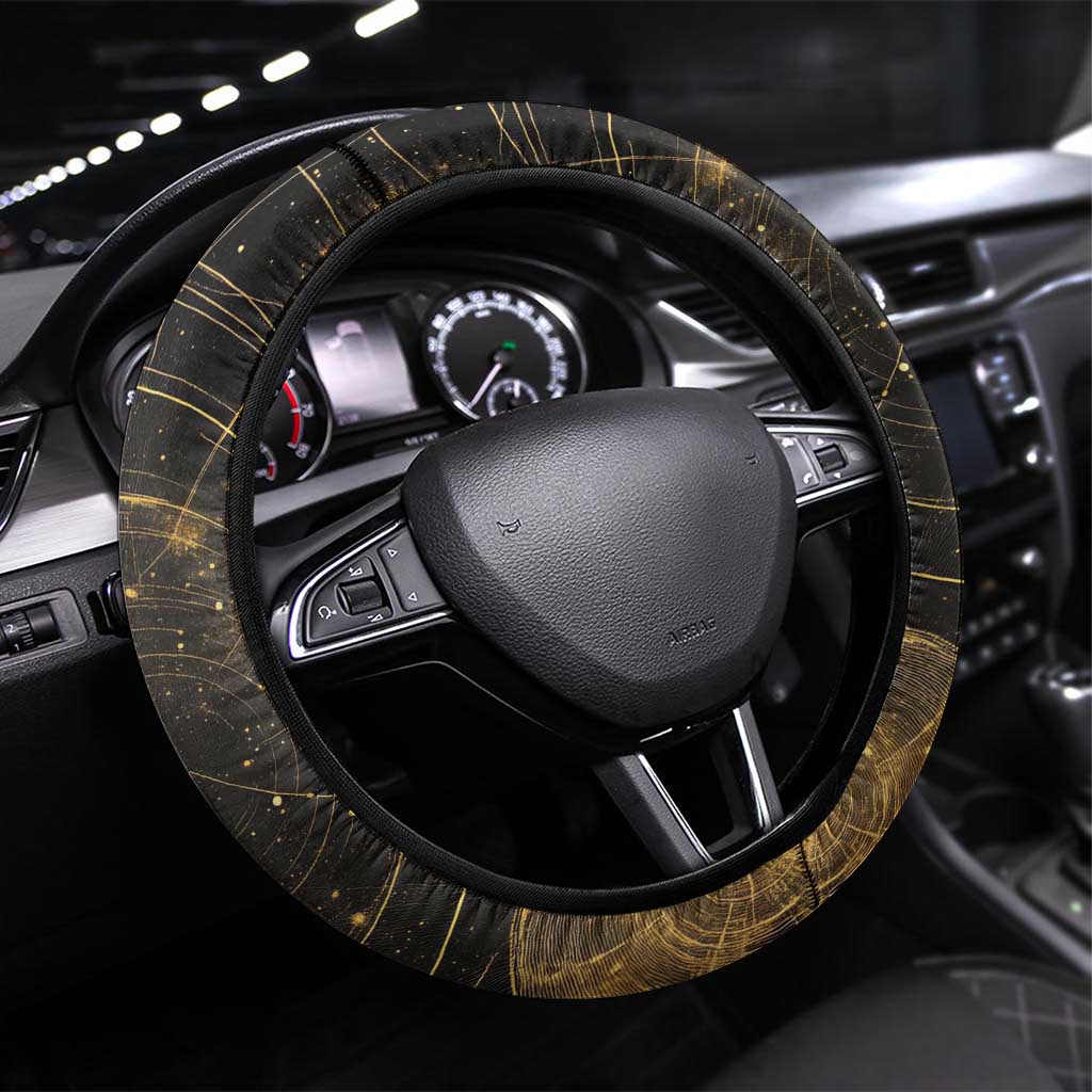 Ancient African Achievements Steering Wheel Cover Egyptian Pyramids Galaxy