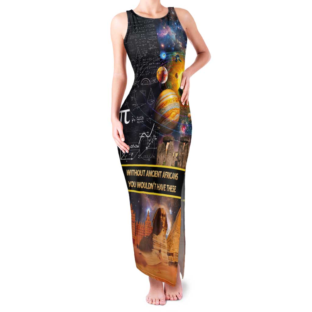 Ancient African Achievements Tank Maxi Dress Egyptian Pyramids Galaxy