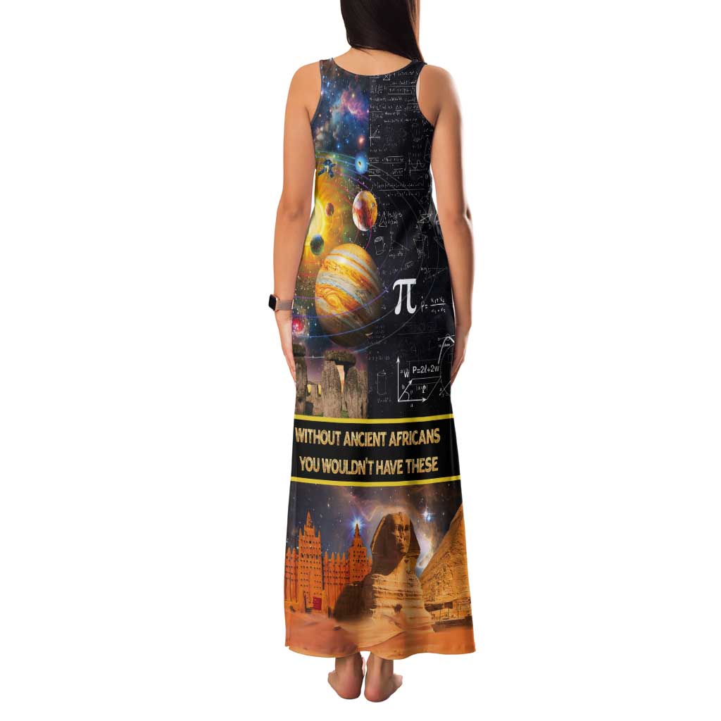 Ancient African Achievements Tank Maxi Dress Egyptian Pyramids Galaxy