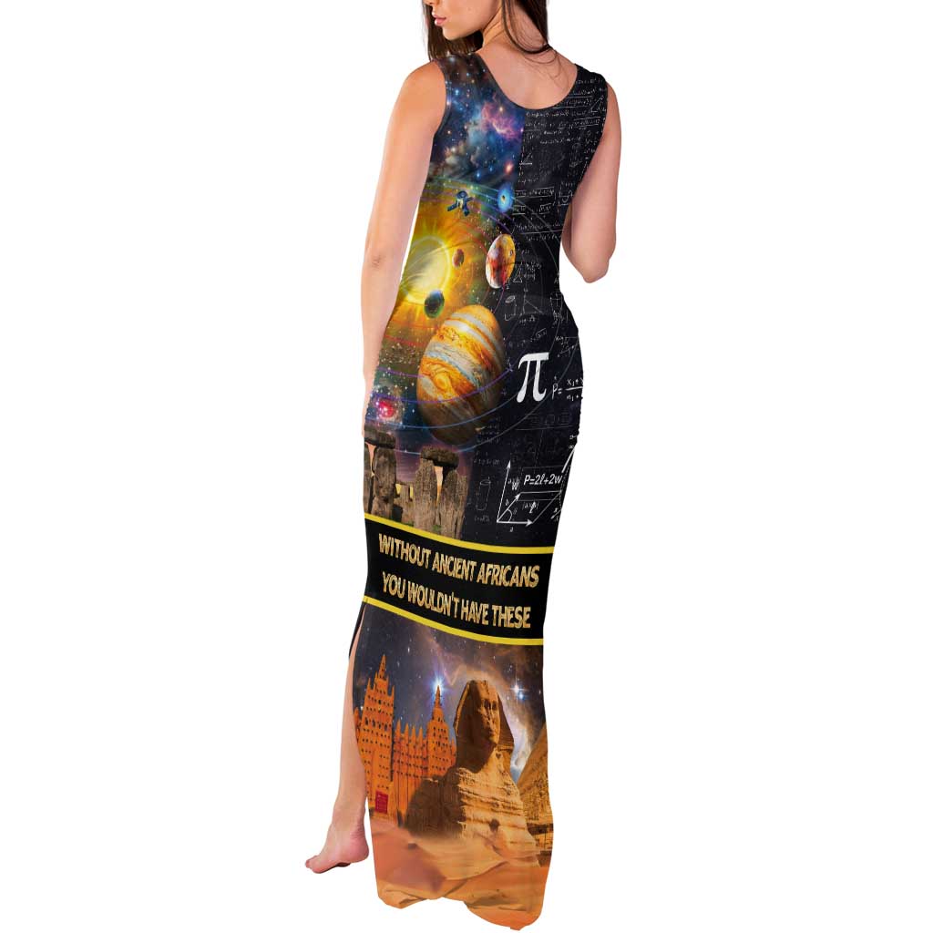 Ancient African Achievements Tank Maxi Dress Egyptian Pyramids Galaxy
