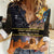 Ancient African Achievements Women Casual Shirt Egyptian Pyramids Galaxy