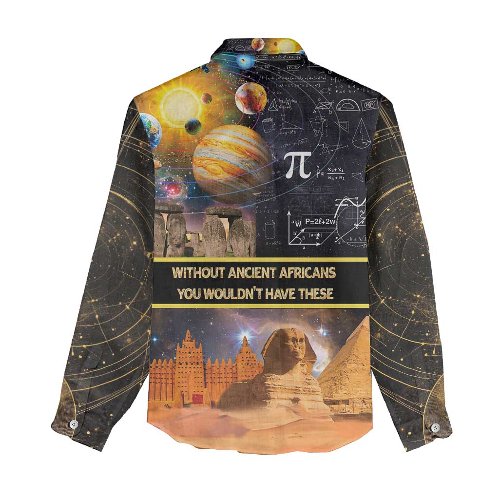 Ancient African Achievements Women Casual Shirt Egyptian Pyramids Galaxy