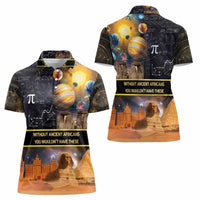 Ancient African Achievements Women Polo Shirt Egyptian Pyramids Galaxy