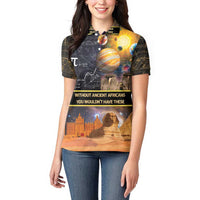 Ancient African Achievements Women Polo Shirt Egyptian Pyramids Galaxy