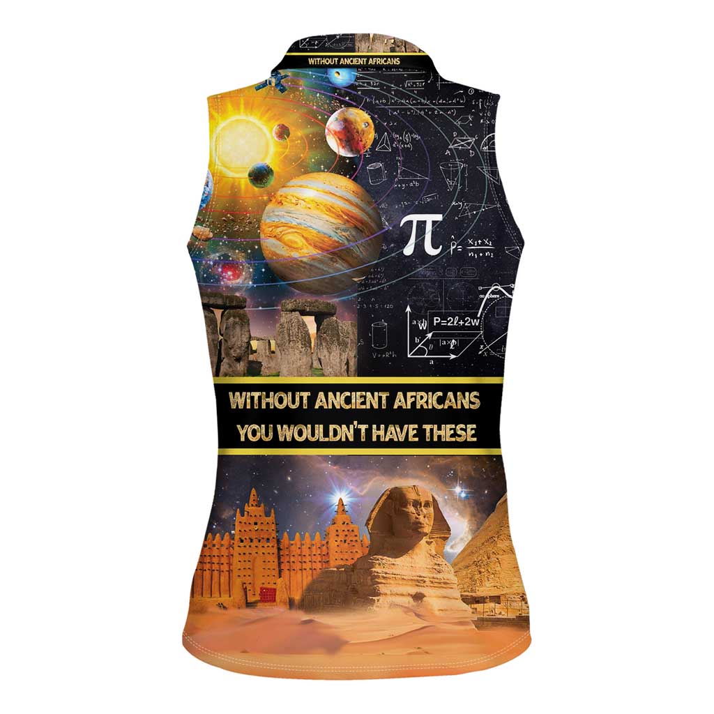 Ancient African Achievements Women Sleeveless Polo Shirt Egyptian Pyramids Galaxy