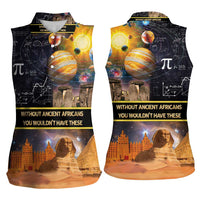 Ancient African Achievements Women Sleeveless Polo Shirt Egyptian Pyramids Galaxy