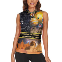 Ancient African Achievements Women Sleeveless Polo Shirt Egyptian Pyramids Galaxy