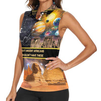 Ancient African Achievements Women Sleeveless Polo Shirt Egyptian Pyramids Galaxy