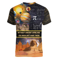 Ancient African Achievements Women V-Neck T-Shirt Egyptian Pyramids Galaxy