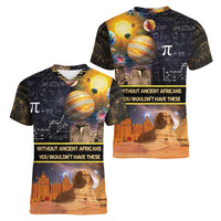Ancient African Achievements Women V-Neck T-Shirt Egyptian Pyramids Galaxy