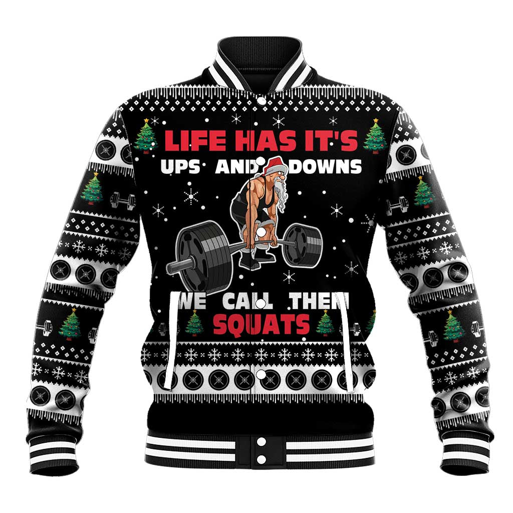 Santa Claus Love Gym Baseball Jacket Christmas Santa Does Weightlifting DT04 - Wonder Print Shop