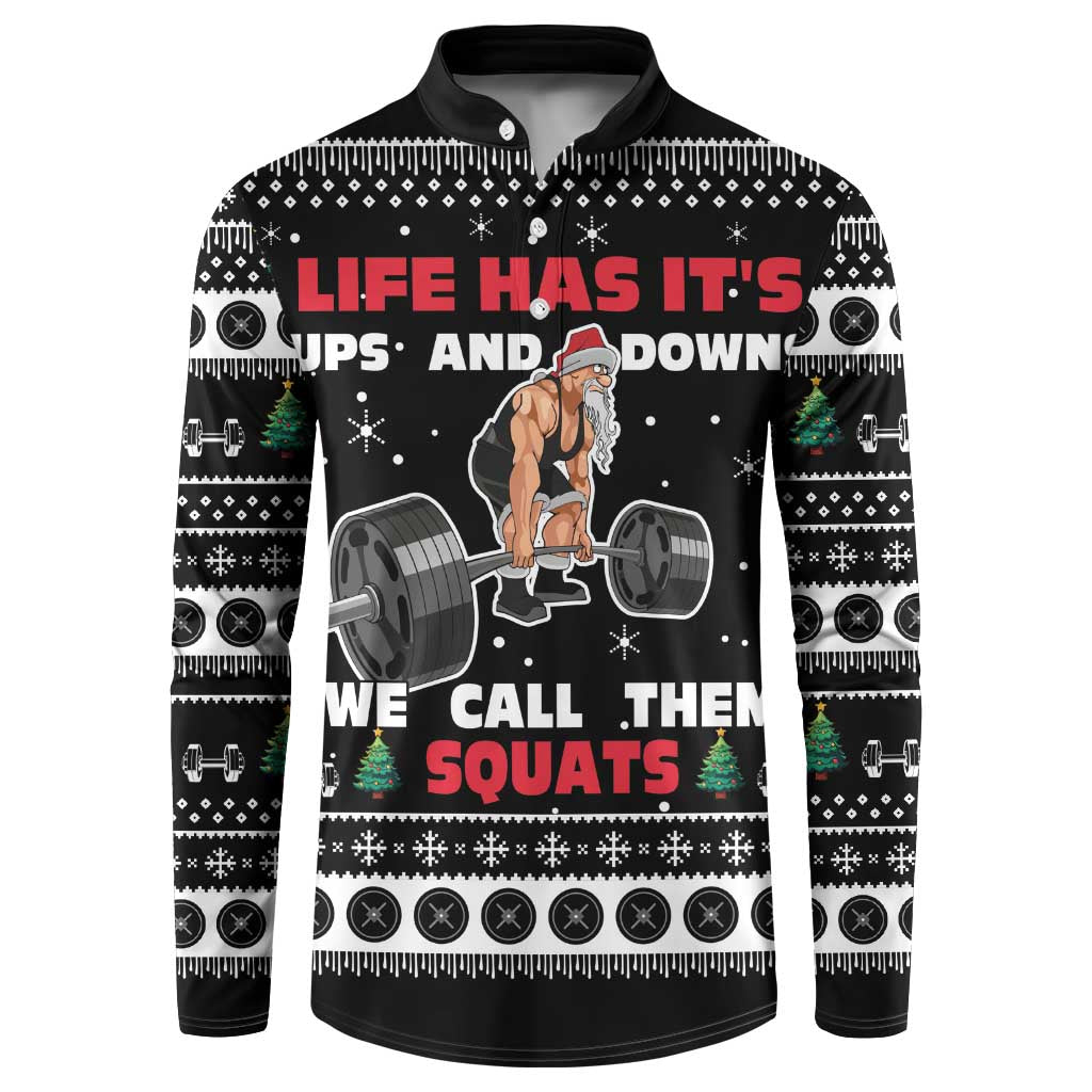 Santa Claus Love Gym Button Sweatshirt Christmas Santa Does Weightlifting DT04 - Wonder Print Shop