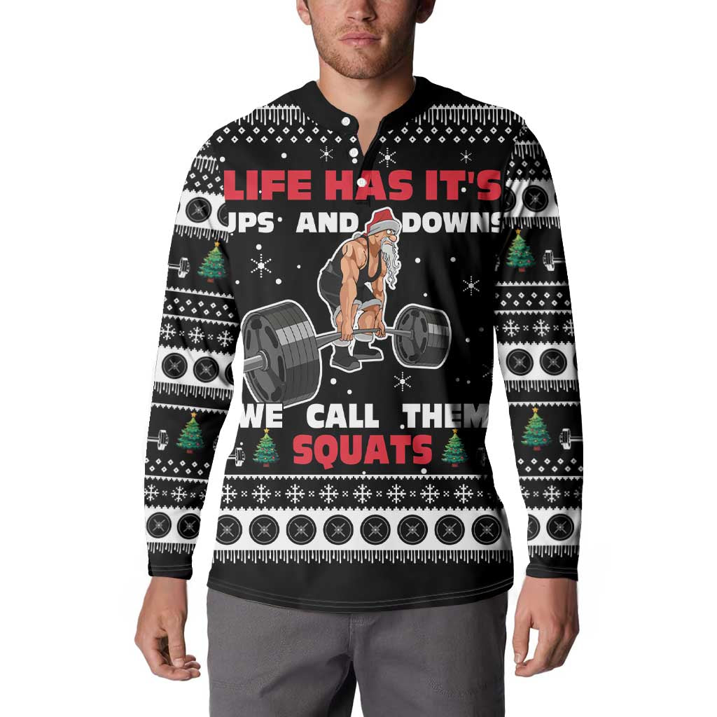 Santa Claus Love Gym Button Sweatshirt Christmas Santa Does Weightlifting DT04 - Wonder Print Shop