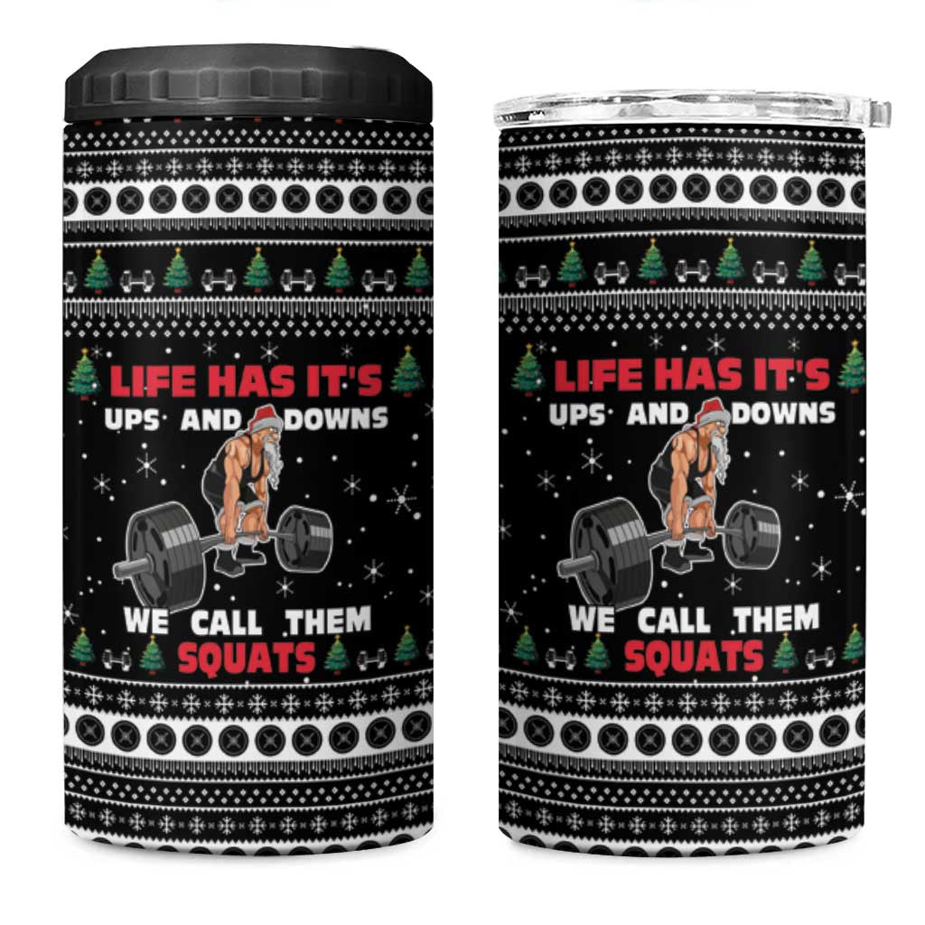 Santa Claus Love Gym 4 in 1 Can Cooler Tumbler Christmas Santa Does Weightlifting DT04 - Wonder Print Shop